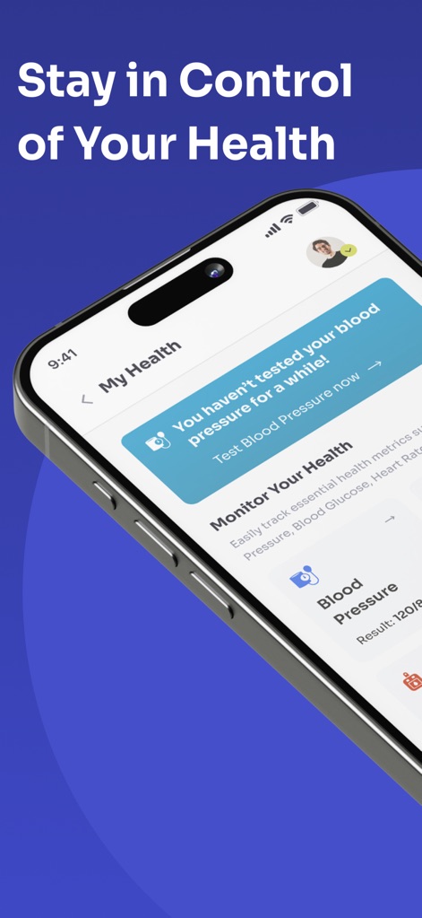 ChughtaiLab - Nutzer können auf dieser Ansicht ihre Vitalwerte verfolgen, darunter spezifische Angaben wie den Blutdruck (120/80) und den Blutzucker (100 mg/dL), um ihre Gesundheit aktiv zu managen.