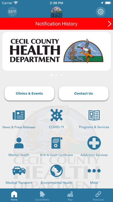 Cecil County Health Department Screenshot