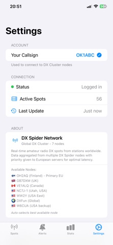 DX Cluster monitor screenshot