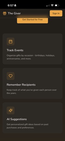 The Giver Gift Tracker iPhone screenshot