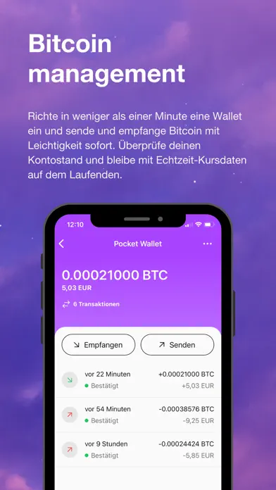 Pocket: Bitcoin ganz einfach iPhone App Screenshot 2 – Finanzen