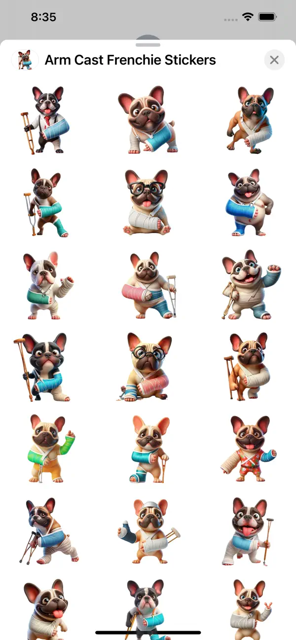 Screenshot #1 pour Arm Cast Frenchie Stickers