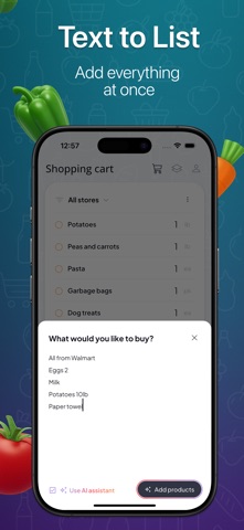 AI Grocery Shopping List iPhone screenshot