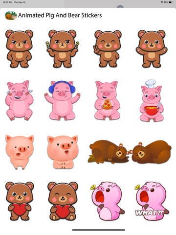 Animated Pig & Bear Stickers iPad screenshot