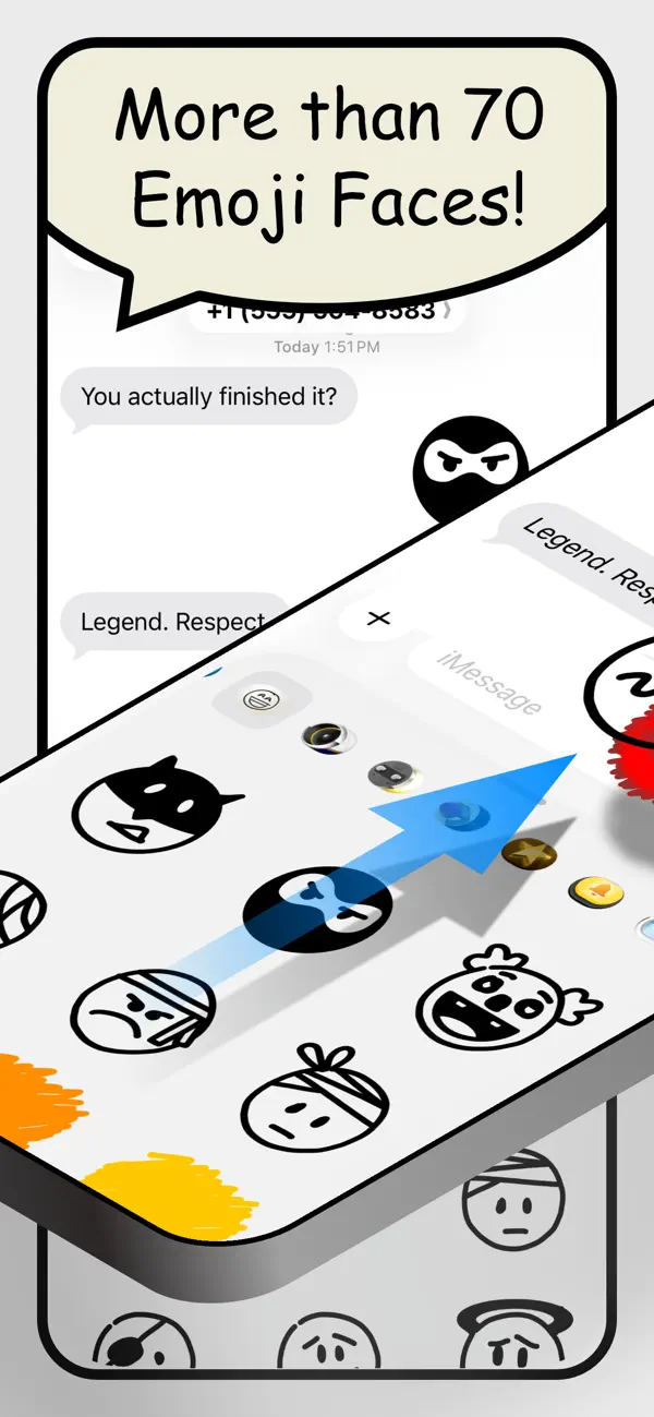 Screenshot #2 pour Émojis Visages Dessinés