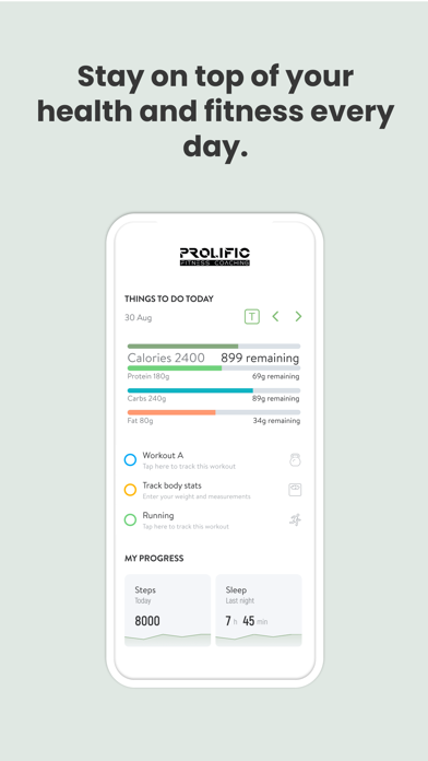 Prolific Fitness Coaching Screenshot