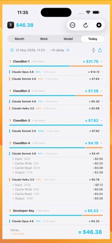 AI Token Usage Tracker iPhone screenshot