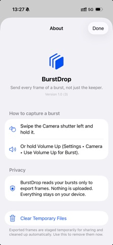 BurstDrop iPhone screenshot