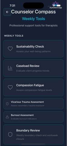 Counselor Compass Weekly Tools iPhone screenshot