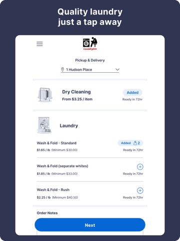 Laundryless iPad screenshot