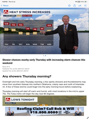 News on 6 Weather iPad screenshot