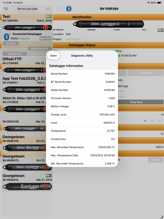 Solinst iPad screenshot