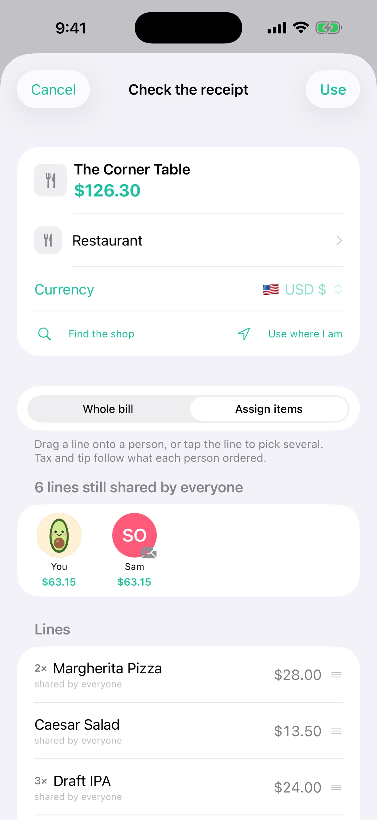 Screenshot 1 of Splitpea: Split Bills