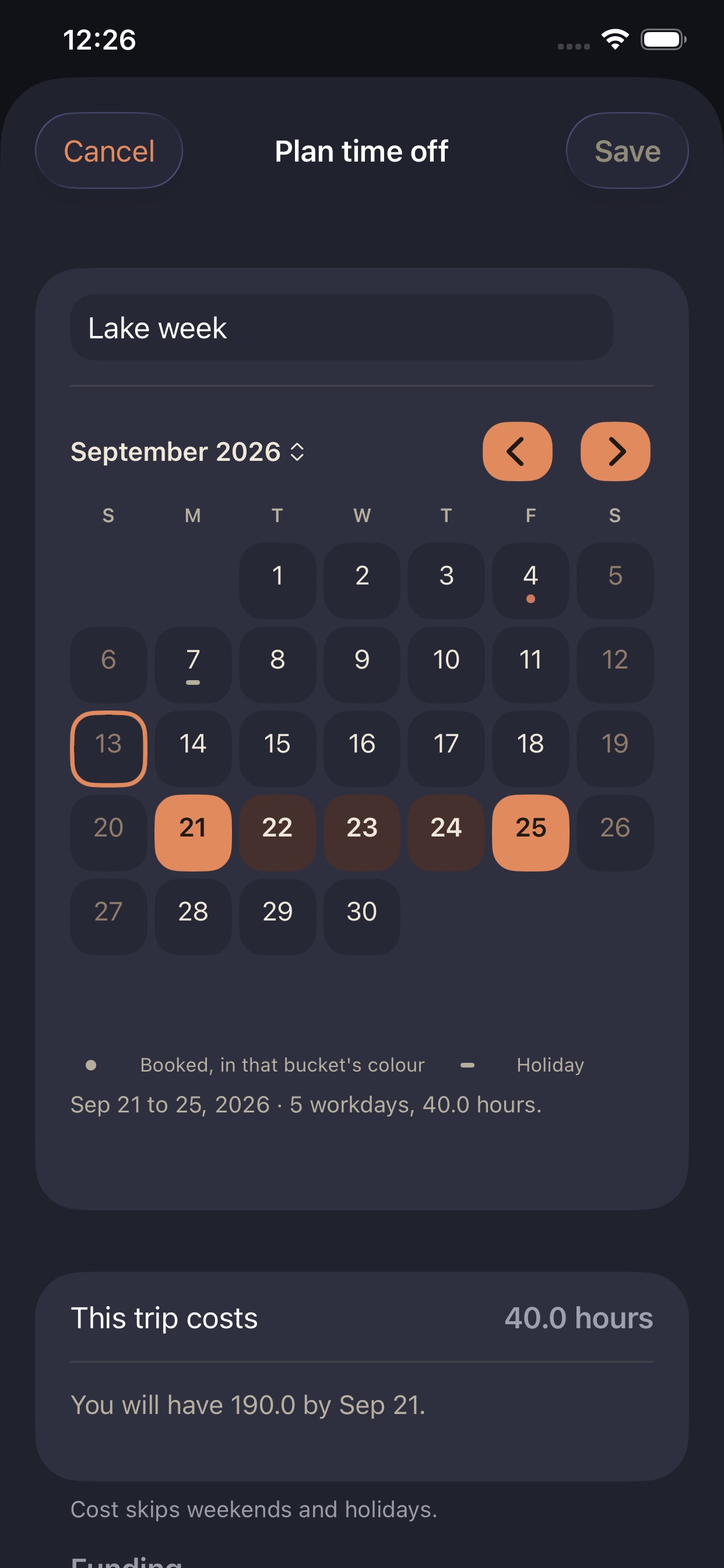 Screenshot 3 of SquirrelAway Time Off Planner