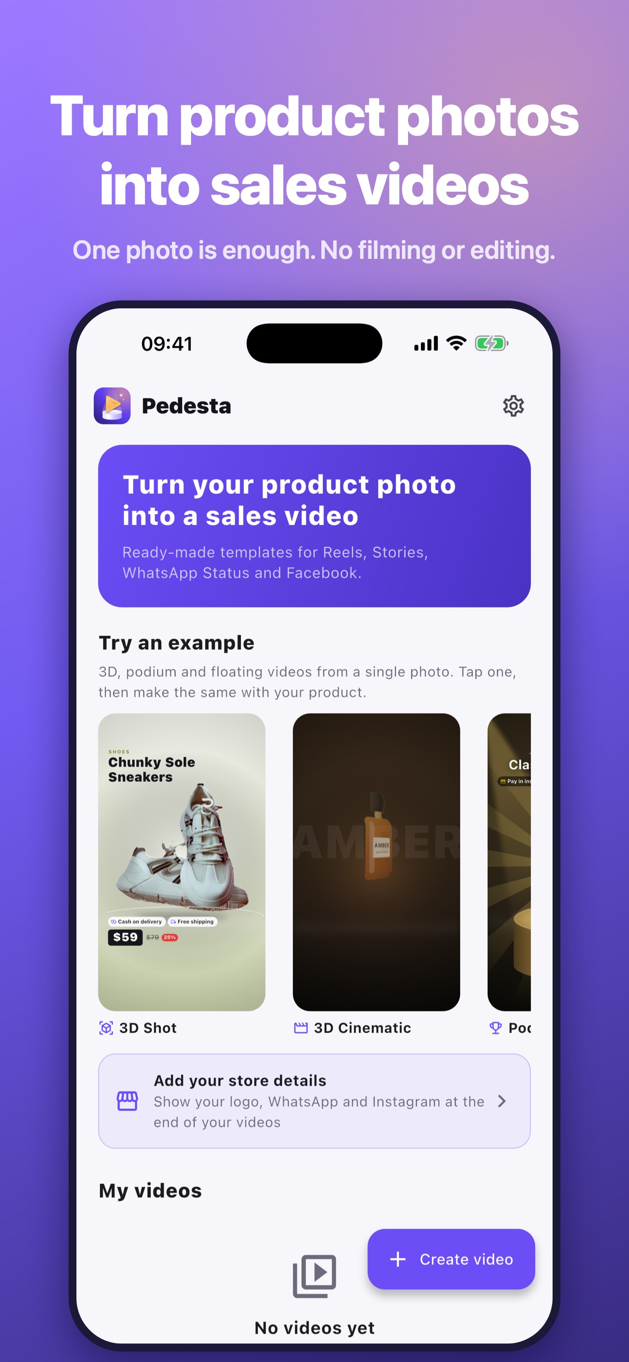 Screenshot 1 of AI Product Video Ad: Pedesta