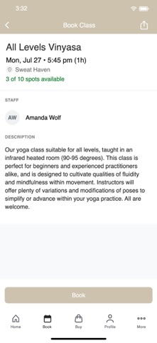 Sweat Haven iPhone screenshot