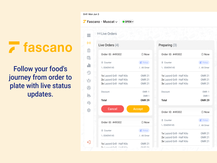 Fascano Vendor App