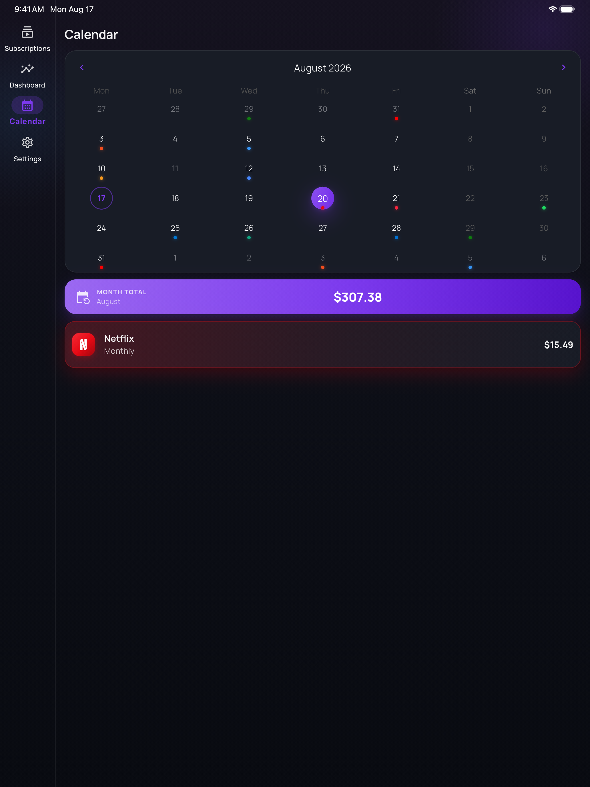 Eluna: Subscription Tracker screenshot 12
