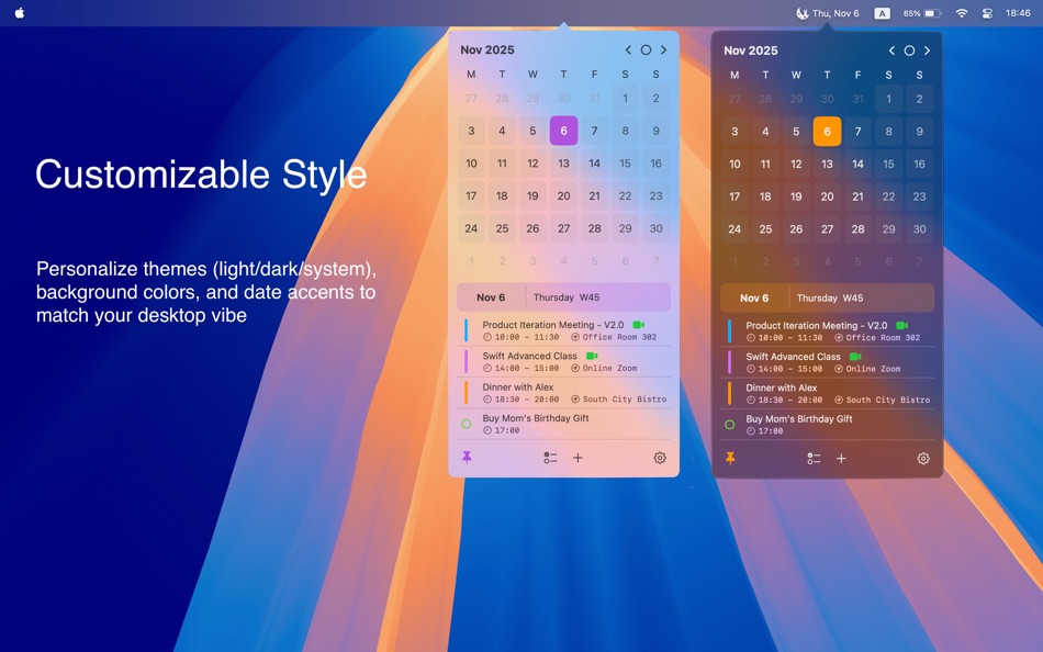 #3. TinyCal - Menu Bar Calendar (macOS) Podle: 庆娣 王