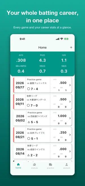 .333 Batting Stats Tracker screenshot 1