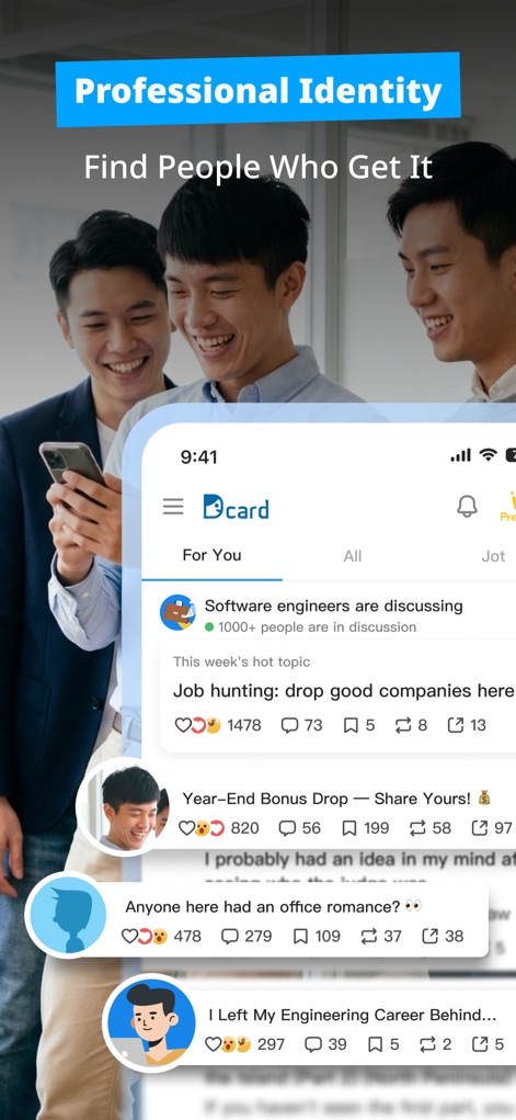 Dcard–Share What You’re Into - 이 앱은 '전문가 정체성' 기능을 통해 사용자가 직업적 질문을 올리고, '직무 관련 토론'에 참여하여 동료와 소통할 수 있도록 돕습니다.