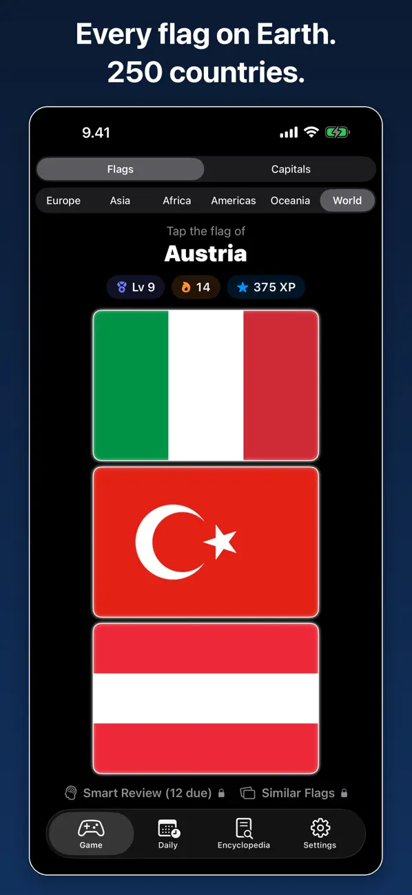 Screenshot #1 pour Master of Flags: World Quiz