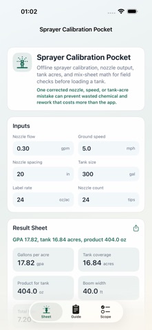 Sprayer Calibration Pocket Screenshot 2 of 5
