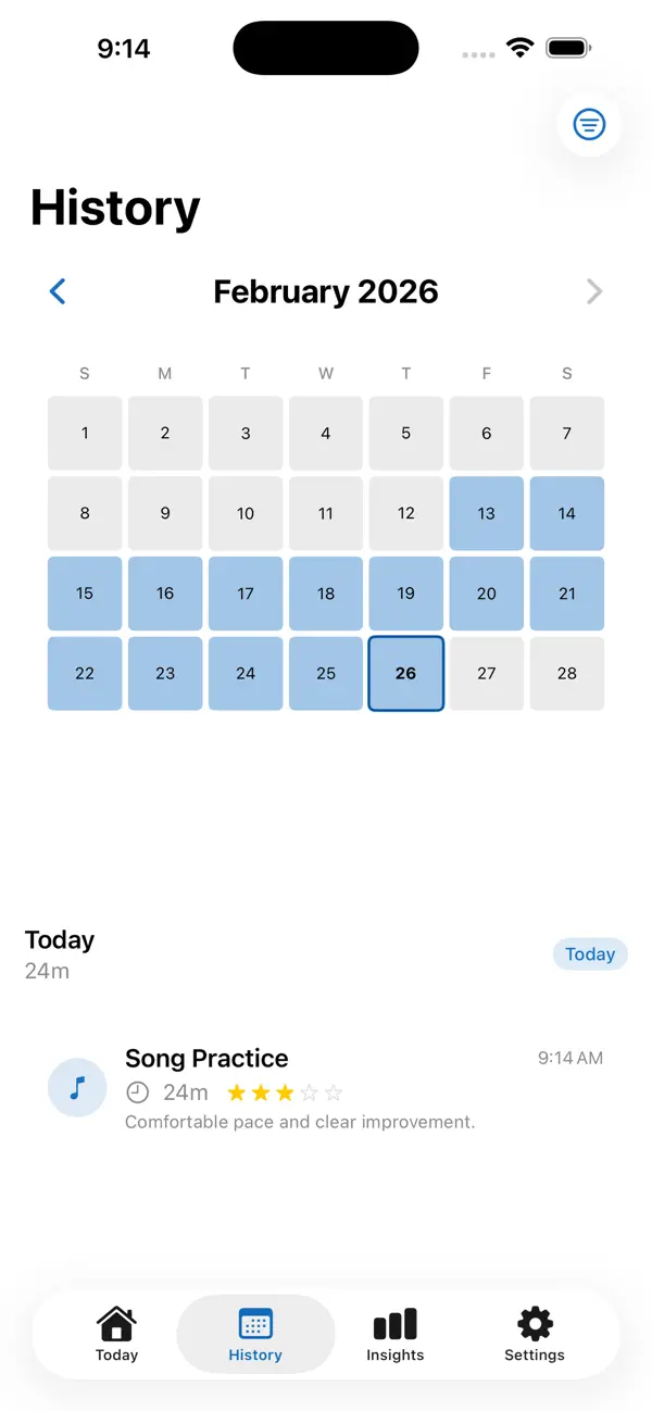Screenshot #2 pour Piano Practice Log