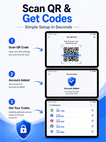 Authenticator: OTP & 2FA iPad screenshot