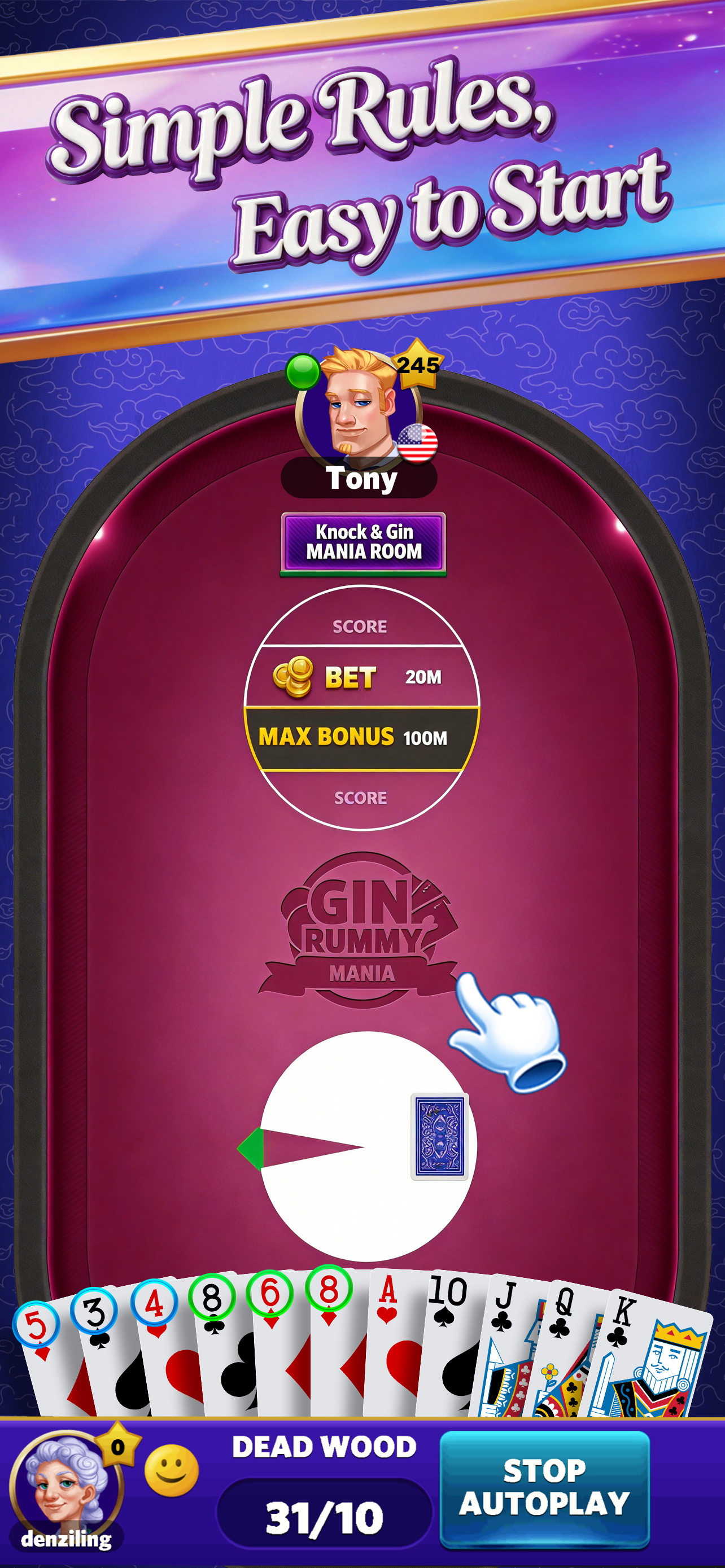 Gin Rummy Mania-No Ads,No Stop