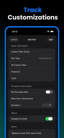 Scales: Knife Tracker iPhone screenshot