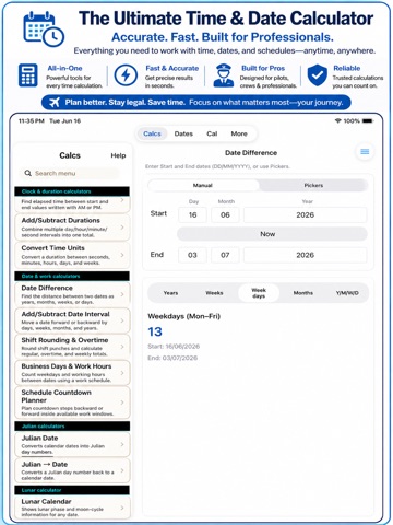 Time & Date Work Calculator iPad screenshot