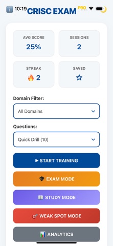 CRISC Exam Simulator PRO Screenshot 1 of 6