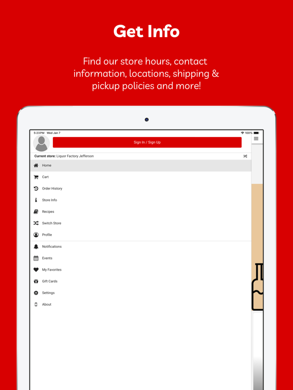 Liquor Factory iPad screenshot 2 - Shopping app
