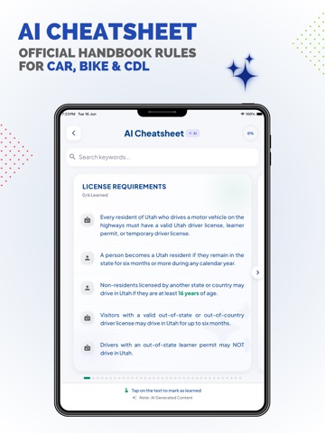 Utah DMV Learners Permit Test iPad screenshot