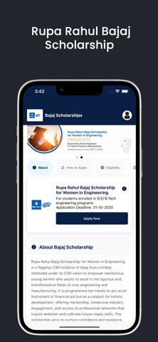 Rupa Rahul Bajaj Scholarship screenshot