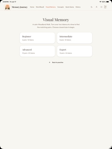 Memory Journey iPad screenshot