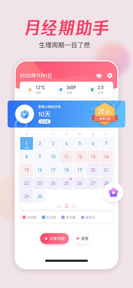 月经期助手 - 安全期计算器 screenshot 1