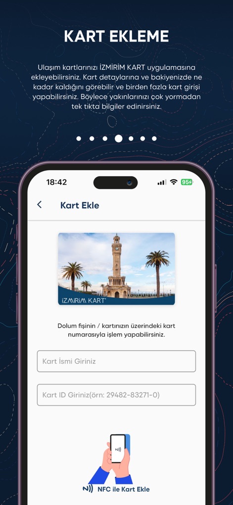 İzmirim Kart - Dijital Kart - The app simplifies adding new cards by providing clear input fields for card details and a convenient NFC integration option.