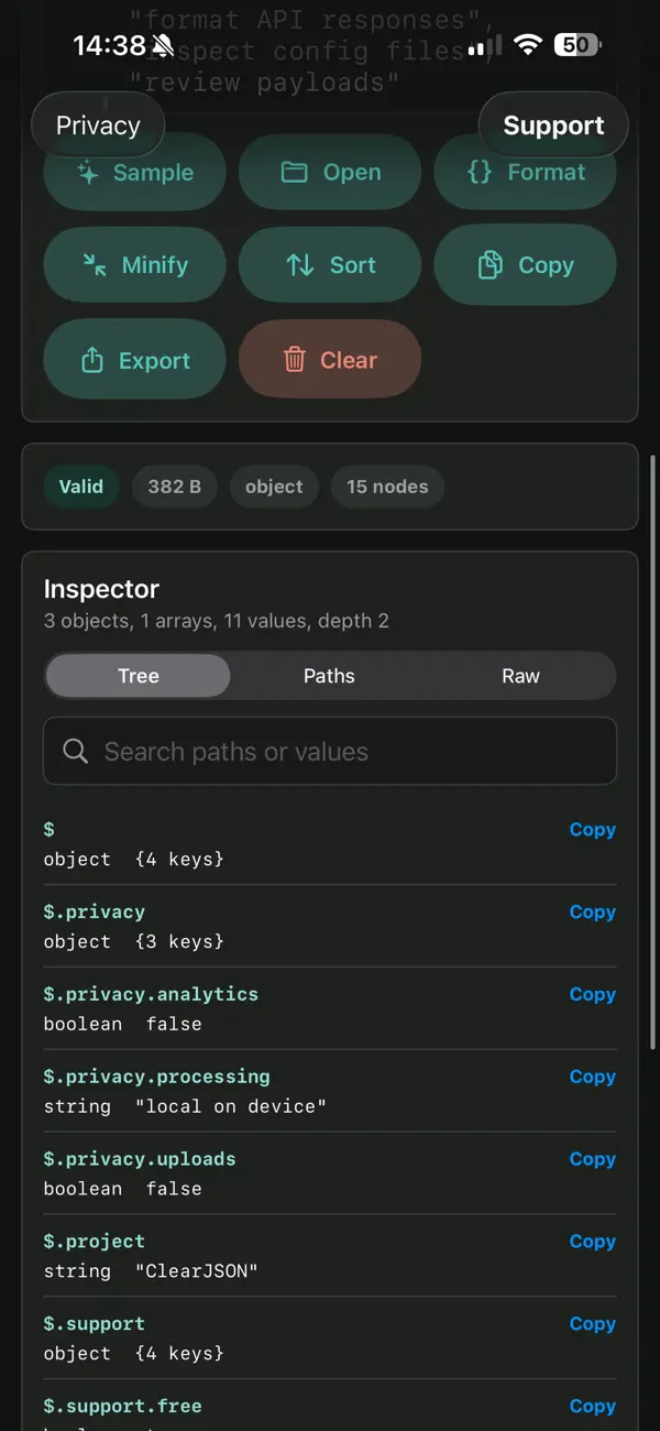 #1. ClearJSON (iOS) Von: Grove OU