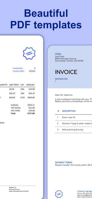 SubTotal PDF Invoice Maker Screenshot 3 of 6
