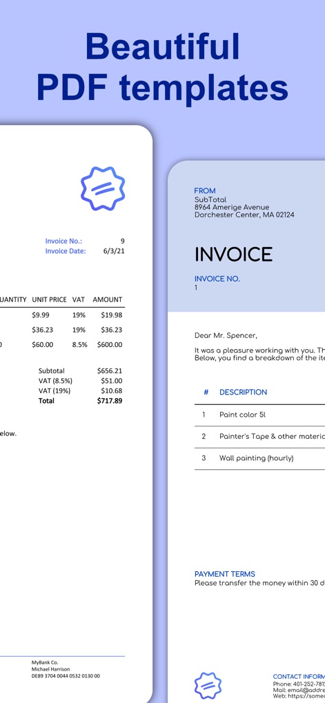 Invoice Maker: SubTotal - Business App | MWM