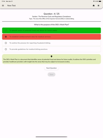 Billing and Coding Exam Test iPad screenshot
