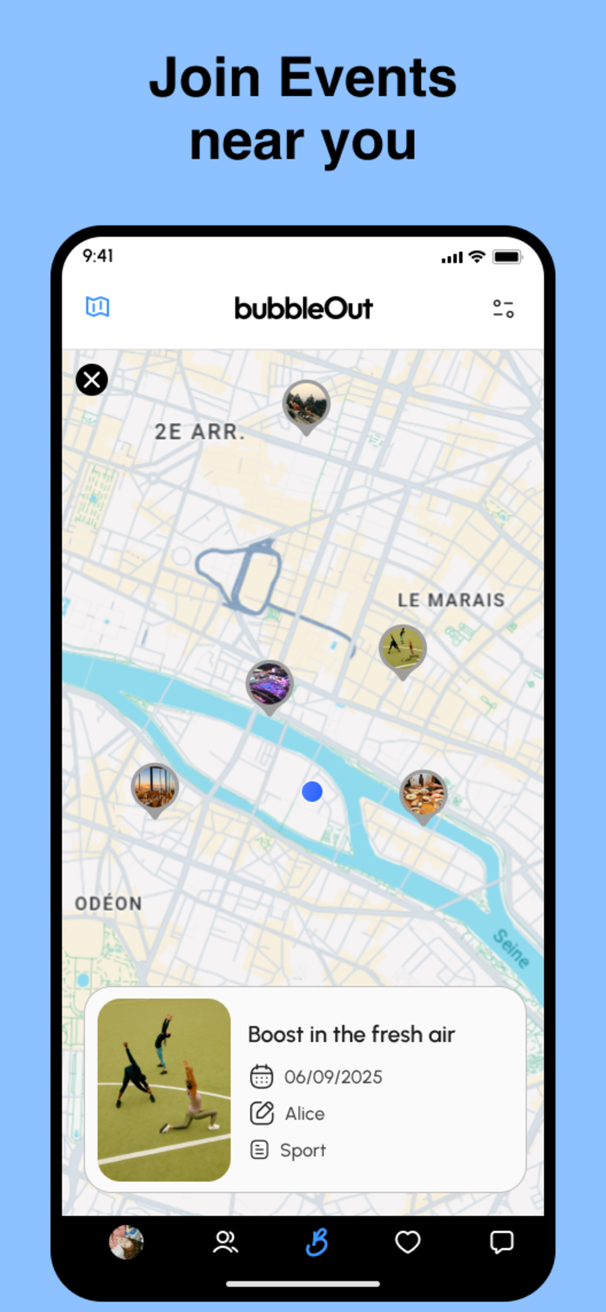 bubbleOut: get out & reconnect