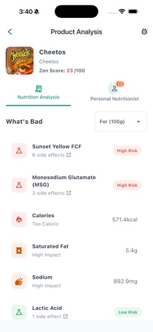 NutriZen Scan by Health Risks Screenshot 5 of 7