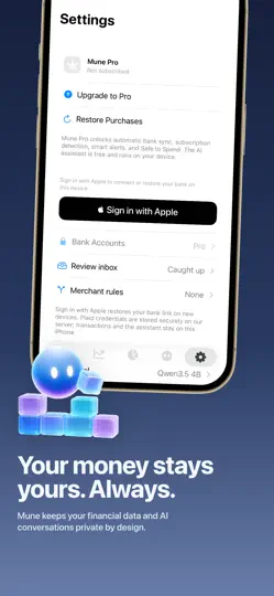 Screenshot von Mune - Private Finance AI auf dem iPhone 6