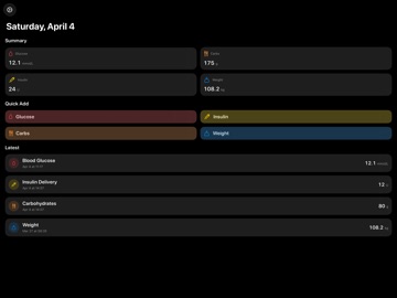 Glucosy iPad screenshot