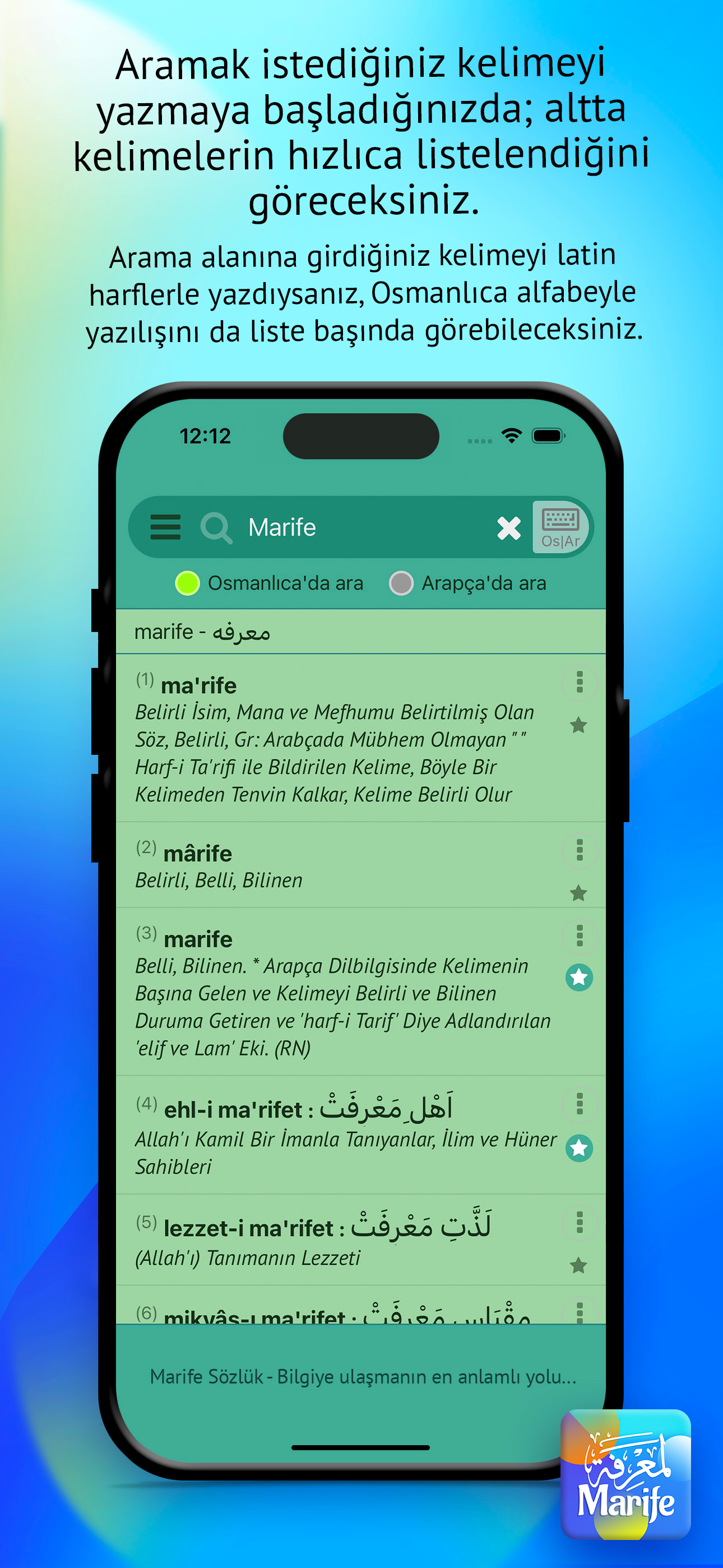 Marife Sözlük Osmanlıca Arapça