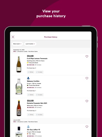 Société des alcools du Québec iPad screenshot