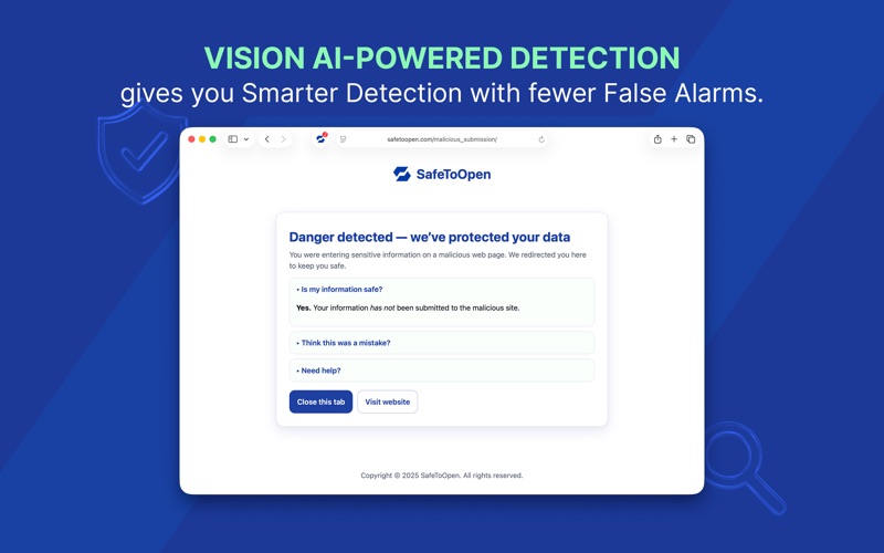 SafeToOpen Online Security iPhone screenshot